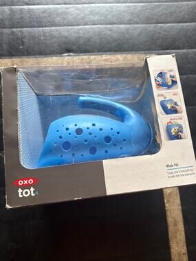 NEW OXO Tot Whale Bath Toy Scoop Water Play Organizer Blue